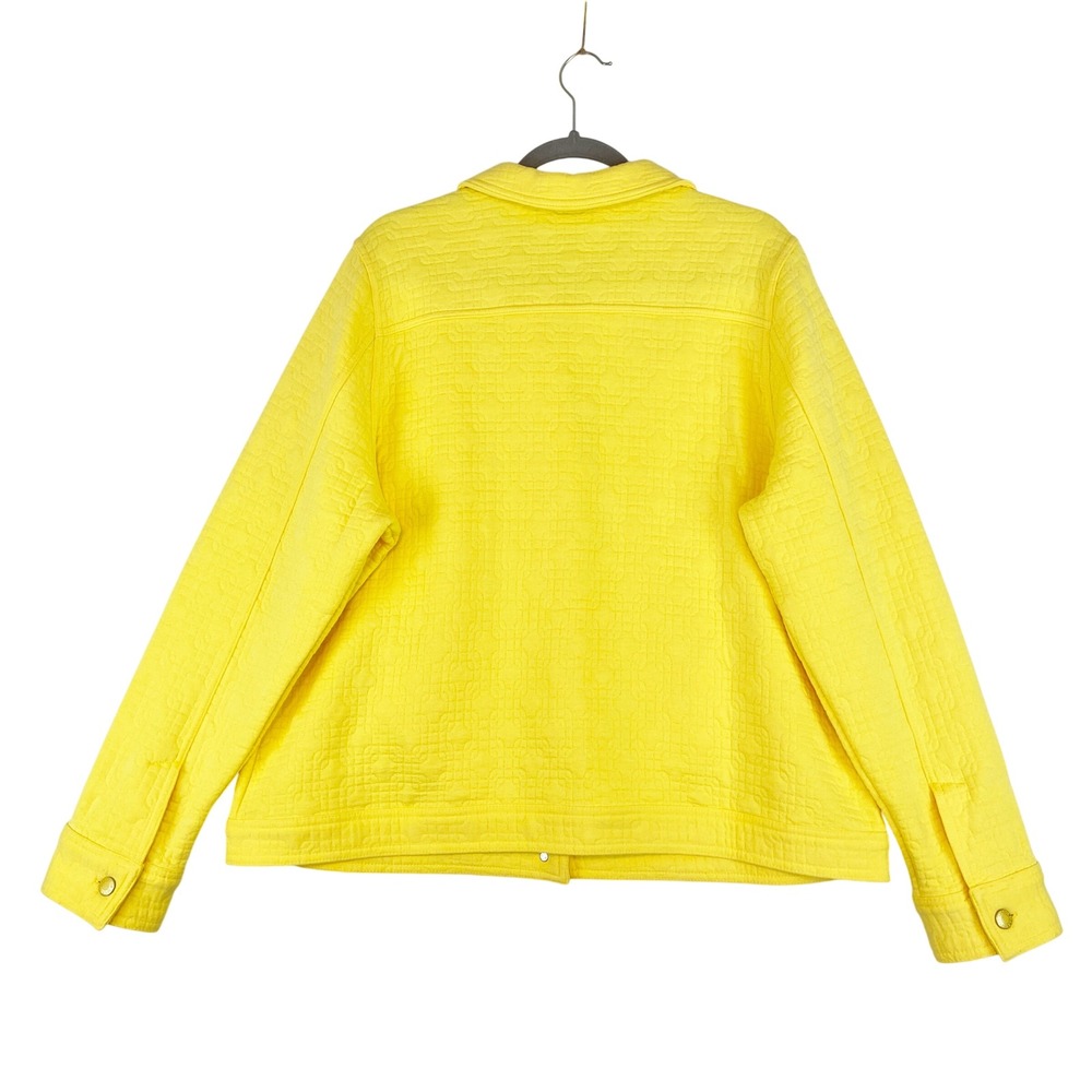 ISAAC MIZRAHI LIVE Quilted Jacket Womens XL‎ Yellow Cotton Blend Button Front - Picture 3 of 7